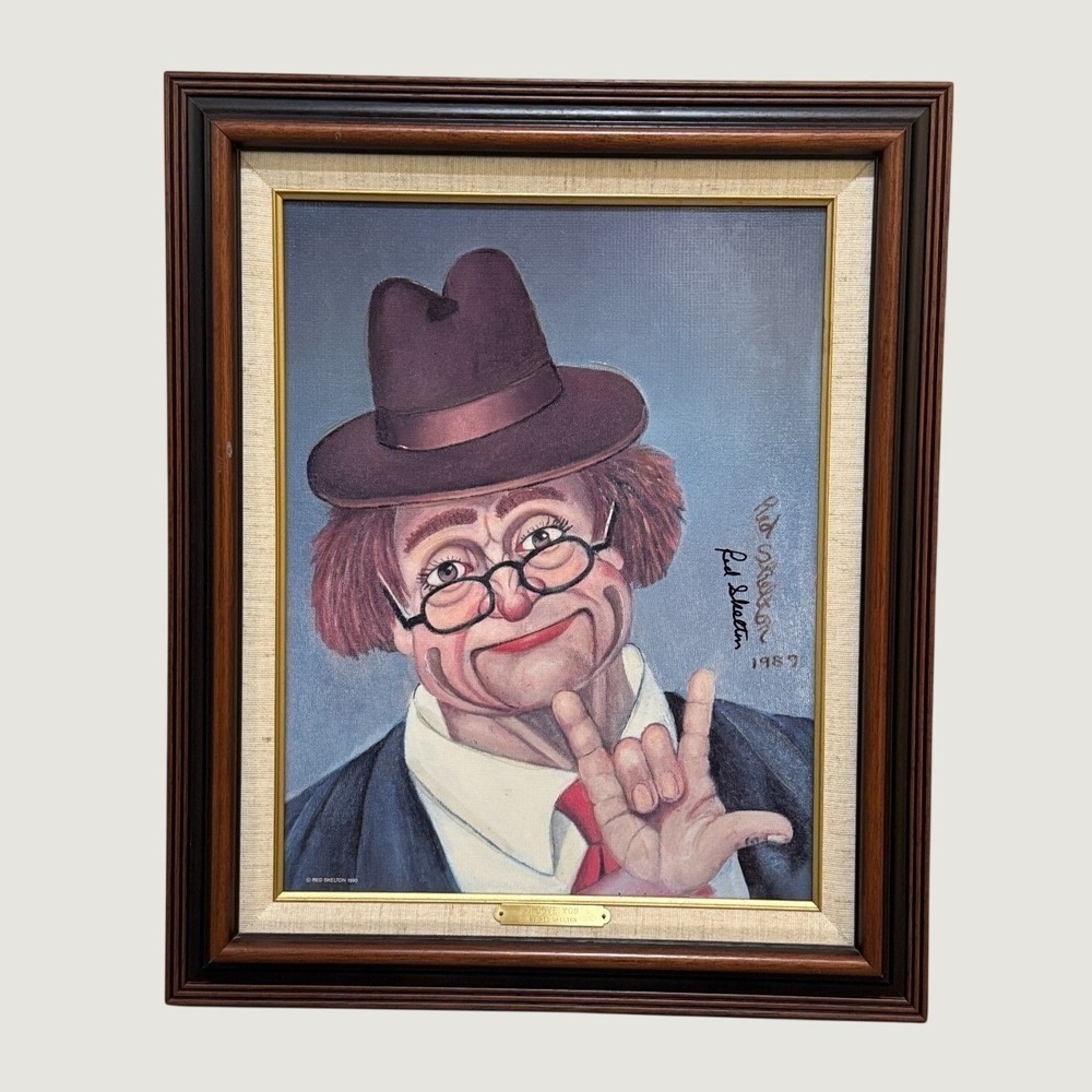 Red Skelton Signed I Love You Framed Canvas Limited Edition 1258/5000 Vintage